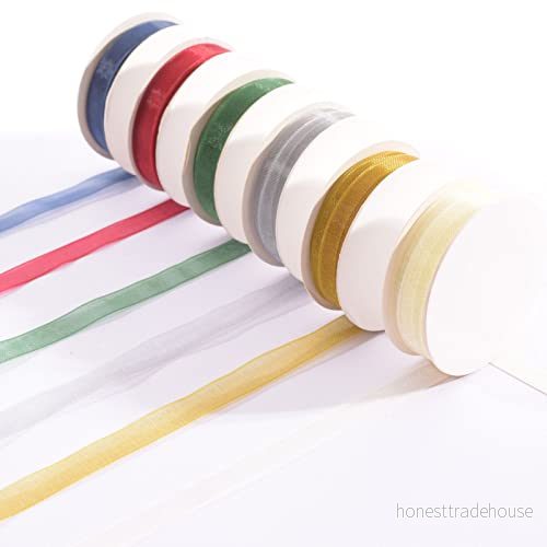 Vaessen Creative Organza bandset, jul, en blandning av 6 färger, mm x 2 m, vävd kanttrimning för träddekorationer, korttillverkning, klippböcker, presentinslagning och mer festliga julhantverk 8716052232390
