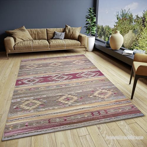 HANSE Home Necla bohomatta platt vävd boho stil, halkfri undersida, vintage geometriska mönster, högkvalitativt för vardagsrum, sovrum, matsal, hall flerfärger, 60 x 90 cm 4068226002921