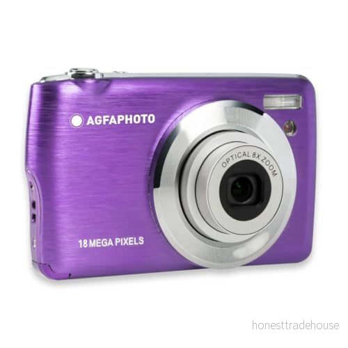 AGFA PHOTO Realishot DC8200 kompakt kamera (18 MP, full HD video, 2,7 tum LCD skärm, 8X optisk zoom, litiumbatteri och 16 GB SD kort) lila , Färg: blå 3760265542000