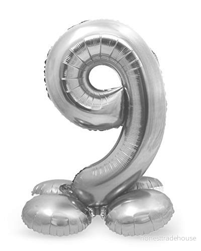 Folat Folieballong med basnummer 9 Silverfärgad 72 cm 8714572647199