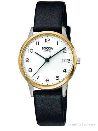 Boccia Damer analog kvartsur med läderarmband 3310 04, Guld, Rem 4040066267241