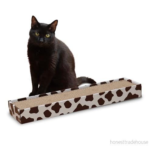 Croci Klöpringstolpe för katter i kartong 2 lager reversibla fötter inklusive kattmyntskuvert, ko, 48 x 12,5 5 cm 8023222205413