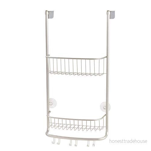 iDesign panier de rangement à suspendre, petit valet douche en métal avec 2 paniers et 3 crochets doubles, bain pour cabine douche, argenté 81492461654