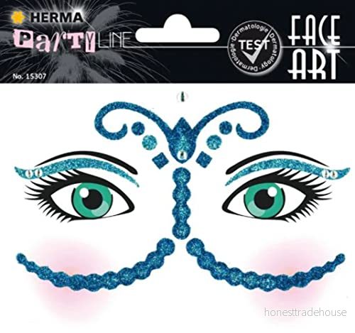 Herma 15307 Face Art Sticker Bollywood ansikte dekal glitter klistermärke för karneval, halloween, dermatologiskt testad 4008705153072