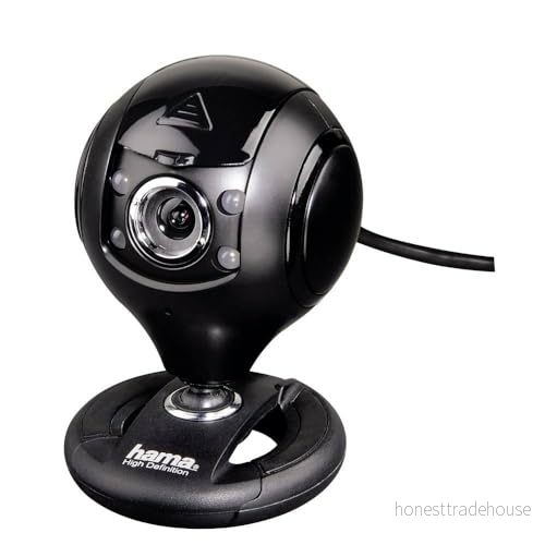 Hama HD Web Cam med mikrofon (strömningskamera lock, webbkamera för konferenser och möten på PC, bärbar dator dator) svart 4007249539502
