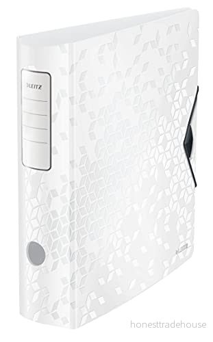 Leitz WOW Active Gaffelpärm, A4, böjd rygg, 82 mm bred, elastiskt band, lätt polyskum, vit, 11060001 4002432120482