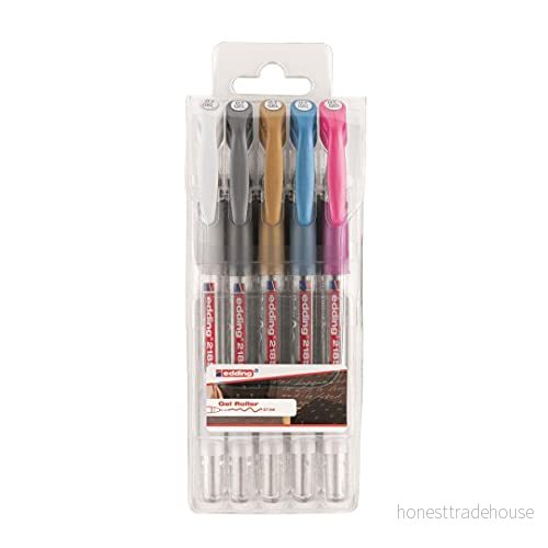 edding 2185 rullskridskor gelbläck guld, silver, vit, blå metallisk rosa fodral 5 7 mm gelpenna för att skriva, rita, mandalas, bullet journals roller gel, rollerballpenna 4057305025265