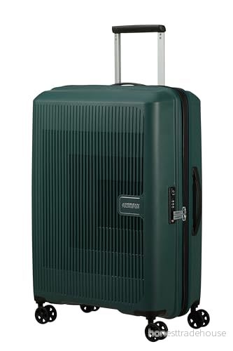 American Tourister Aerostep Spinner M, Erweiterbarer Koffer, 67 cm, 66.5/72.5 L, Grün (Dark Forest) 5400520249401