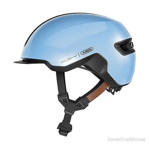 ABUS Urban Helmet HUD-Y - med magnetiskt, uppladdningsbart LED-bakljus & magnetfäste cool cykelhjälm för vardagsbruk män och kvinnor blå, storlek M 4003318979408