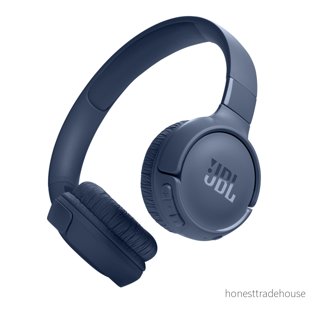 JBL Tune 520 BT trådlösa On ear hörlurar med Bluetooth 5.3 teknik, Pure Bass ljud, 57 timmars batteritid och handsfree hantering, blå 6925281964749