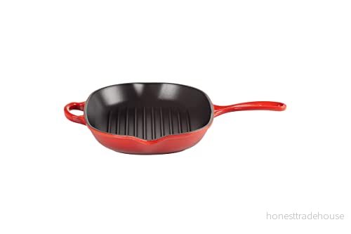 Le Creuset Signature oval grillpanna i emaljerat gjutjärn med hjälphandtag och två hälläppar, för alla typer av hällar ugnar, 32 cm Cerise 24147244103