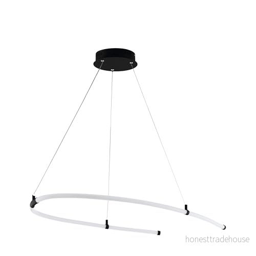 EGLO LED-pendellampa, Alamedilla, 1 lampa, modern, hänglampa av stål och plast, matbordslampa i svart, vit, hängande vardagsrumslampa, L 98 cm 9002759994297