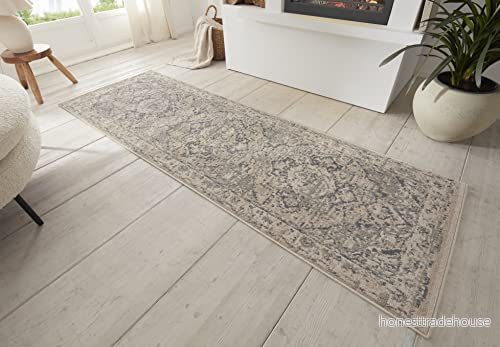 Hanse Home Sand Vintage matta orientalisk kort lugg vardagsrumsmatta, mjuk matta, löpare för sovrum, matsal, vardagsrum, hall, kök gräddgrå, 80 x 120 cm 4262377773369