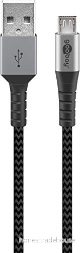 Goobay 49283 Micro USB kabel Extra robust premium textilkabel med metallkontakter 2 m 4040849492839