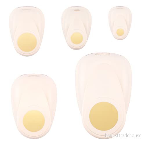 Vaessen Creative Stanzer Set, motivstansare med 5 cirklar i olika storlekar, 0,95 cm cm, stycken, upp till 250 g/m², för pyssel papper och scrapbooking, vit guld 8716052240449