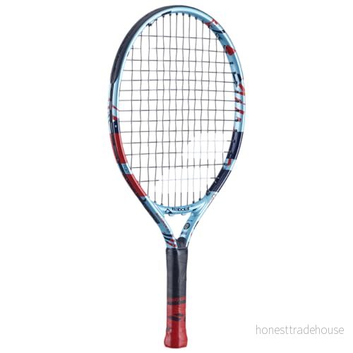 Babolat Ballfighter tennisracket, storlek 25 tum, blå/gul, kompositmaterial, idealisk för barn, integrerade pedagogiska verktyg, lämplig spelare som mäter mellan 135 cm och 145 3324922024256
