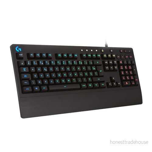 Logitech G G213 Prodigy speltangentbord, LIGHTSYNC RGB, Mech kupoltangenter, stökbeständig, multimediaknappar, belgisk azerty layout svart 5099206087446