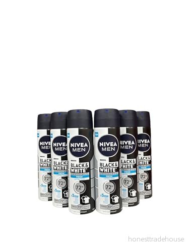 6 pack Nivea Deodorantspray män osynlig svart och vit fräsch 150 ml 4005900375971