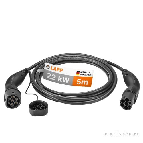 Lapp Mobility typ 2 laddningskabel 22 KW/slät/32 A/3 fas/e bil laddkabel/mode 3/5 m 4064727469478