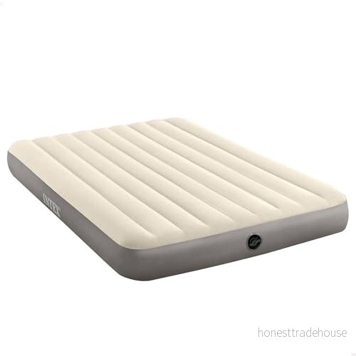 Intex Airbed Materasso Deluxe Classic Matrimoniale Dura Beam con Tecnologia Fiber Tech, Tinta Unita, Tortora/Grigio, 152 x 203 25 cm 6941057408378
