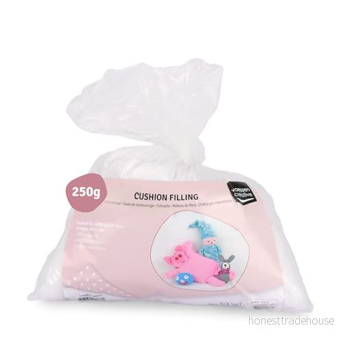 Vaessen Creative fluffig mjuk polyesterfyllning för plyschdjur, kuddar och pysselprojekt, vit, 250 g 8716052221882