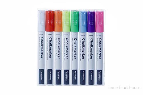 Europel Kritmarkör 3 mm blandade färger, etui PVC 8 stycken, röd, lila, blå, orange, rosa, gul, grön, vit, spetsar vändbar rund och kilspets 8713931365064
