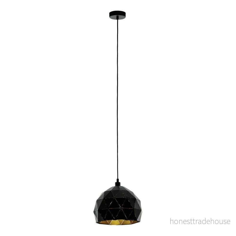 Eglo pendellampa Roccaforte, 1 glödlampa pendellampa, hängande lampa, stålhänglampa, färg: svart, guld, fattning: E27, Ø: 30 cm 9002759978457
