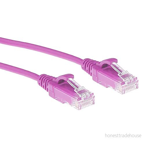 ACT CAT6 nätverkskabel, U/UTP LSZH LAN kabel tunn 3,8 mm smal linje, flexibel snagless Ethernet med RJ45 kontakt, för användning i datacenter, 1,5 meter, rosa DC9451 8716065509533