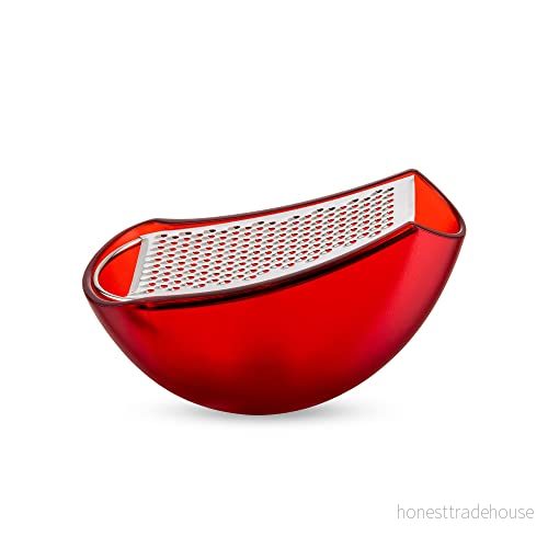Alessi Parmenide AARU01 R designrivjärn med ostkällare, i termoplastiskt harts polerat stål, röd 8003299920754