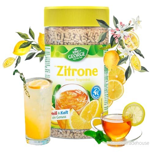 KING GEORGE Royal Tea Time, citron omedelbar dryck 6 x 400 g, varmt och kallt en njutning, te med citronsmak, resulterar i upp till 4 l, svart teextrakt 4021155140805