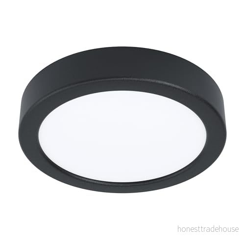 Eglo LED taklampa, Fueva 5, Ø 16 cm, 1 glödlampa bygglampa av stål och en ljusyta, taklampa i svart, vit, bygglampa, varm vit 9002759992224