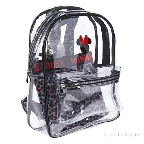 CERDÁ LIFE'S LITTLE MOMENTS, Transparent Minnie Mouse Beach Ryggsäck Med Unisex Tryckt Inomhus Fack Barn, Svart, L, Mimmi Pigg 8427934365975