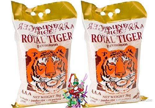 [2 x 5 kg] Royal tiger jasmin doftris/jasmin ris, hel/Jasmine Rice AAA + en liten lyckopåse träplock 8717703616859