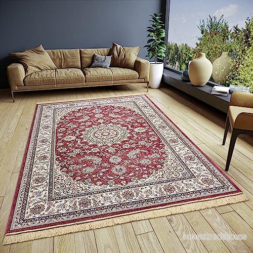 flickvän Home Collection Almas matta orientalisk kort lugg, vardagsrumsmatta, mjuk matta, klassisk för sovrum, matsal, vardagsrum, hall, kök röd, 160 x 230 cm 4262377777367