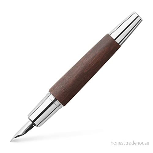 Faber Castell 148211 reservoarpenna e motion trä/krom, fjäder: F, inklusive presentförpackning, skaftfärg: mörkbrun/silver 4005401482116