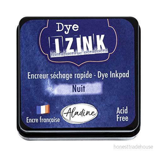 Aladine Izink Dye Night Blue Ink snabbtorkande bläck för stämplar och schabloner scrapbooking kreativ korttillverkning franskt storlek M 5 x cm färg natt 3660016192709