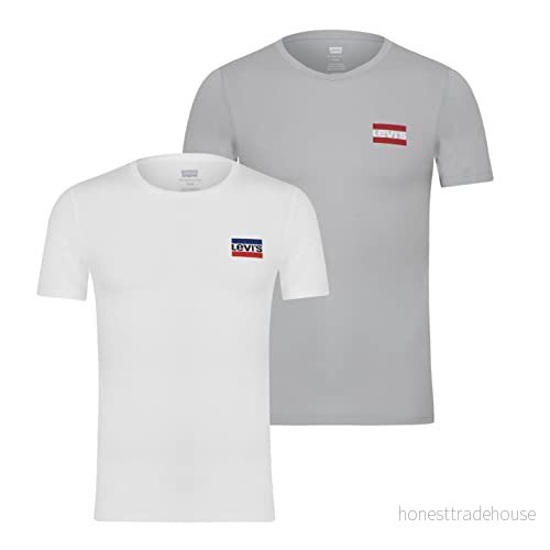 Levi's 2 Pack Crewneck Graphic Tee T Shirt herr, Sportswear High Rise / White+, S 5400970009259