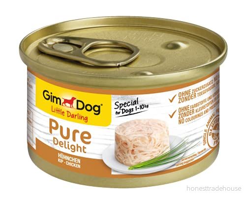 GimDog Pure Delight kyckling Proteinrikt mellanmål för hundar, med mört kött i välsmakande gelé 18 burkar (18 x 150 g) 4002064918716