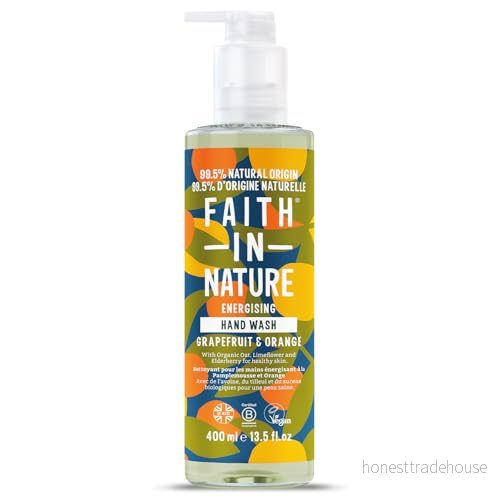 Faith In Nature naturlig grapefrukt apelsin handtvätt lotion, uppfriskande, vegansk och djurförsöksfri utan SLS eller parabener, 400 ml 708002041341