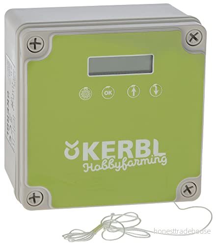 Kerbl Hobbyfarming Automatisk styrning för kycklingdörr, kycklinglucksstyrning, plast, med ljussensor, 3 års garanti 4018653705506
