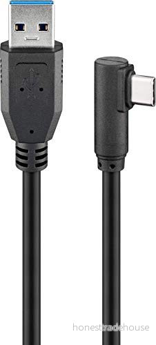 Goobay 66503 USB 3.0 till C kabel 2 m/15 W mobiltelefonkabel/90 graders vinkelkontakt/laddningskabel 5 Gbits SuperSpeed/USB typ mobiltelefon Samsung Sony/svart/2 meter 4040849665035