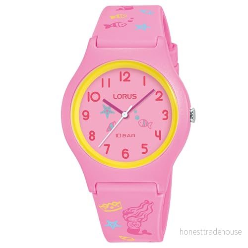 LORUS barnklocka kvarts plast med silikonband, ROSA, Fritid/sport 4894138356209