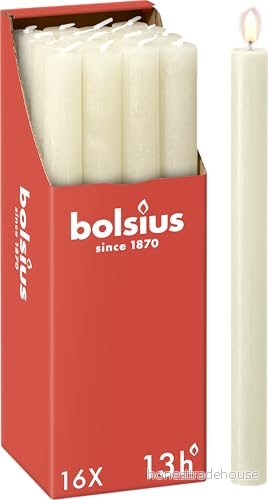 Bolsius Rustik stavljus elfenben 16 stycken 27 x 2,3 cm längd brinntid 13 timmar oparfymerat innehåller naturligt växtvax utan palmolja advent 8717847147332