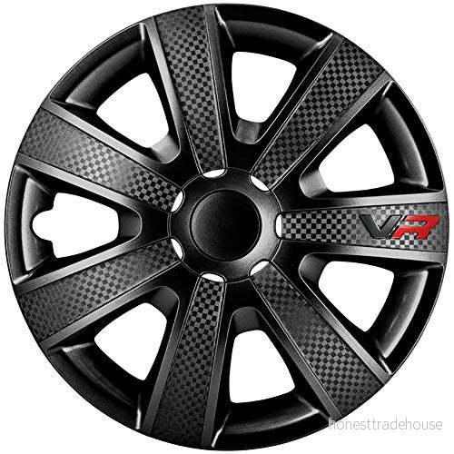 AUTO STYLE Set hjulskydd VR 15 tum svart/kol look/logotyp 8714767403630
