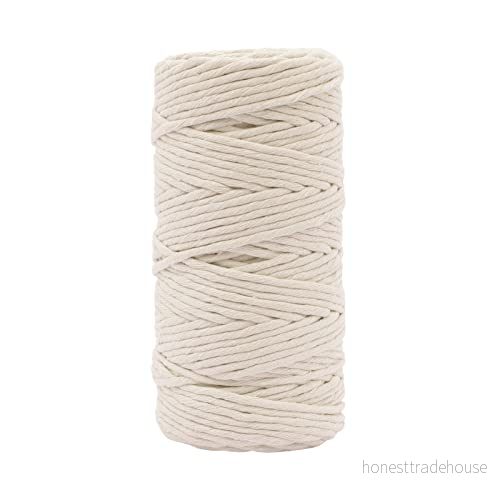 Vaessen Creative makramégarn naturel, 3 mm x 100 m, 100% bomull, finns i olika färger, DIY, hantverk av dekoration som blomkorg, vägghängning, vindljus, drömfångare 8716052239566