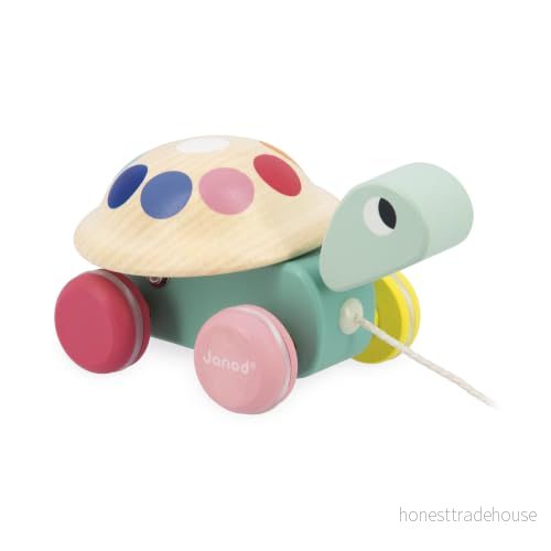 Janod J08236 Wooden Pull Along Animal, Turtle 3700217382360