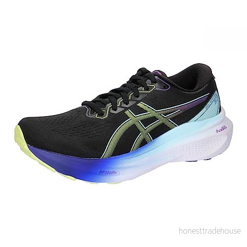 ASICS Kayano 30 Löparskor för män blå vit, Svart glöd gul, 40 EU 4550456641952