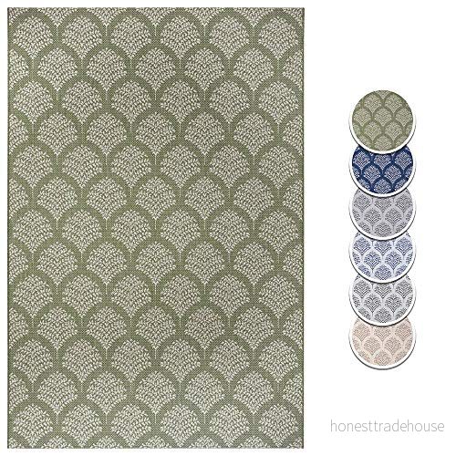 Hanse Home Platt tyg inomhus och utomhatta gånger, färger: grön/kräm, storlek: 80 x 150 cm 4260691784023