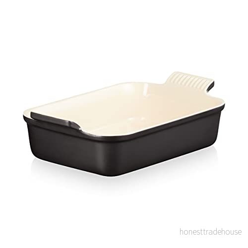 Le Creuset Heritage rektangulär tallrik, stengods, 26 cm, 2,4 liter, matt svart 843251102839