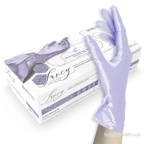 ASKON Unigloves Nitrilhandskar FANCY violet glänsande violetta engångshandskar icke sterila, latexfria, puderfria livsmedelssäkra Skydd mot virus, svamp och bakterier (XS (56)) 4260503145882